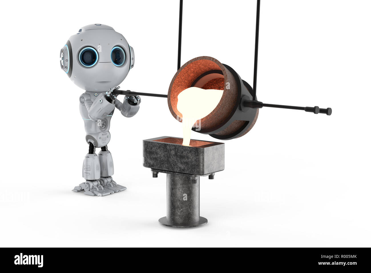 Concept de l'industrie automatique avec rendu 3D mini robot avec du métal  en fusion et verser dans le moule Photo Stock - Alamy