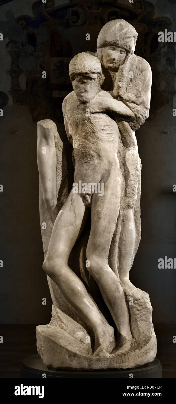 Michel-ange, détail de la "Pietà Rondanini', son dernier, sculpture incomplète (1564). Le château des Sforza, Milan, Italie, Italien, MICHELANGELO DI LODOVICO ( 9 BUONARROTI SIMONI 1475 - 1564 Toscane ) Banque D'Images