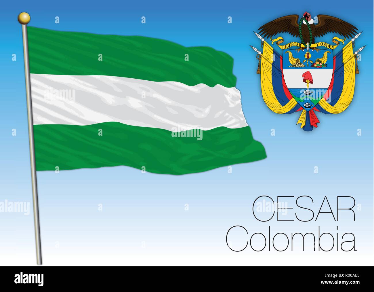 Drapeau régional Cesar, Republica de Colombia, vector illustration Illustration de Vecteur