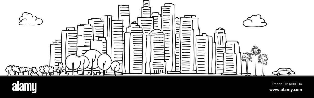 Generic City Skyline avec divers arbres. Vecor Illustration. Illustration de Vecteur