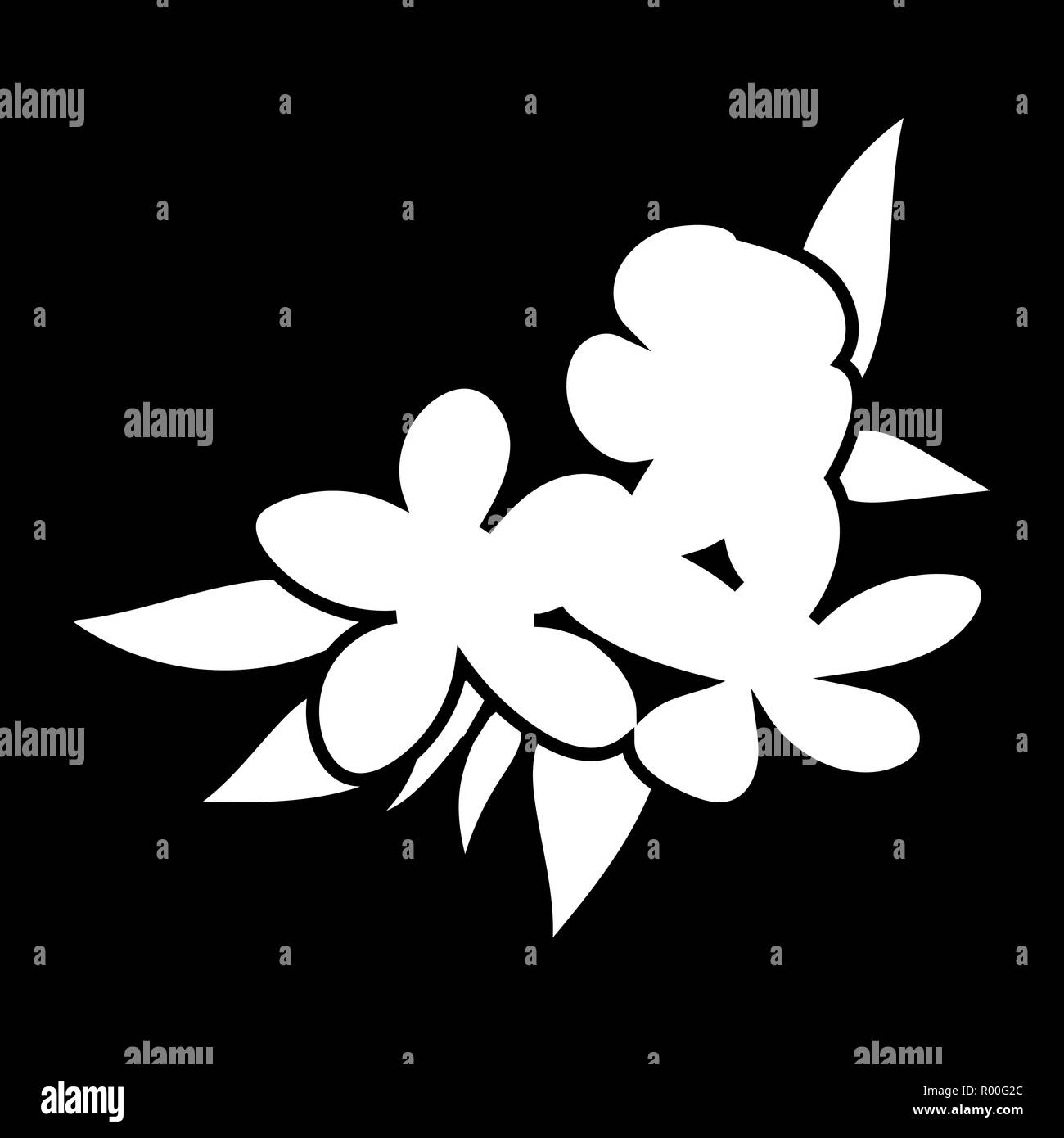 Fleurs de jasmin logo isolés. icône silhouette blanche. Vector illustration Illustration de Vecteur