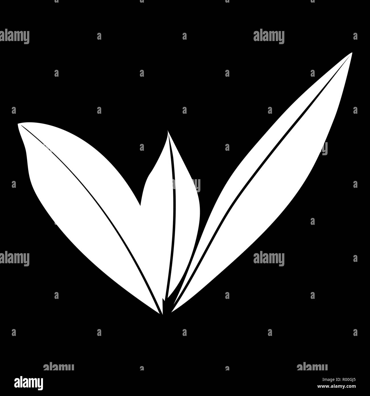 Bay leaf logo isolés. icône silhouette blanche. Vector illustration. Illustration de Vecteur