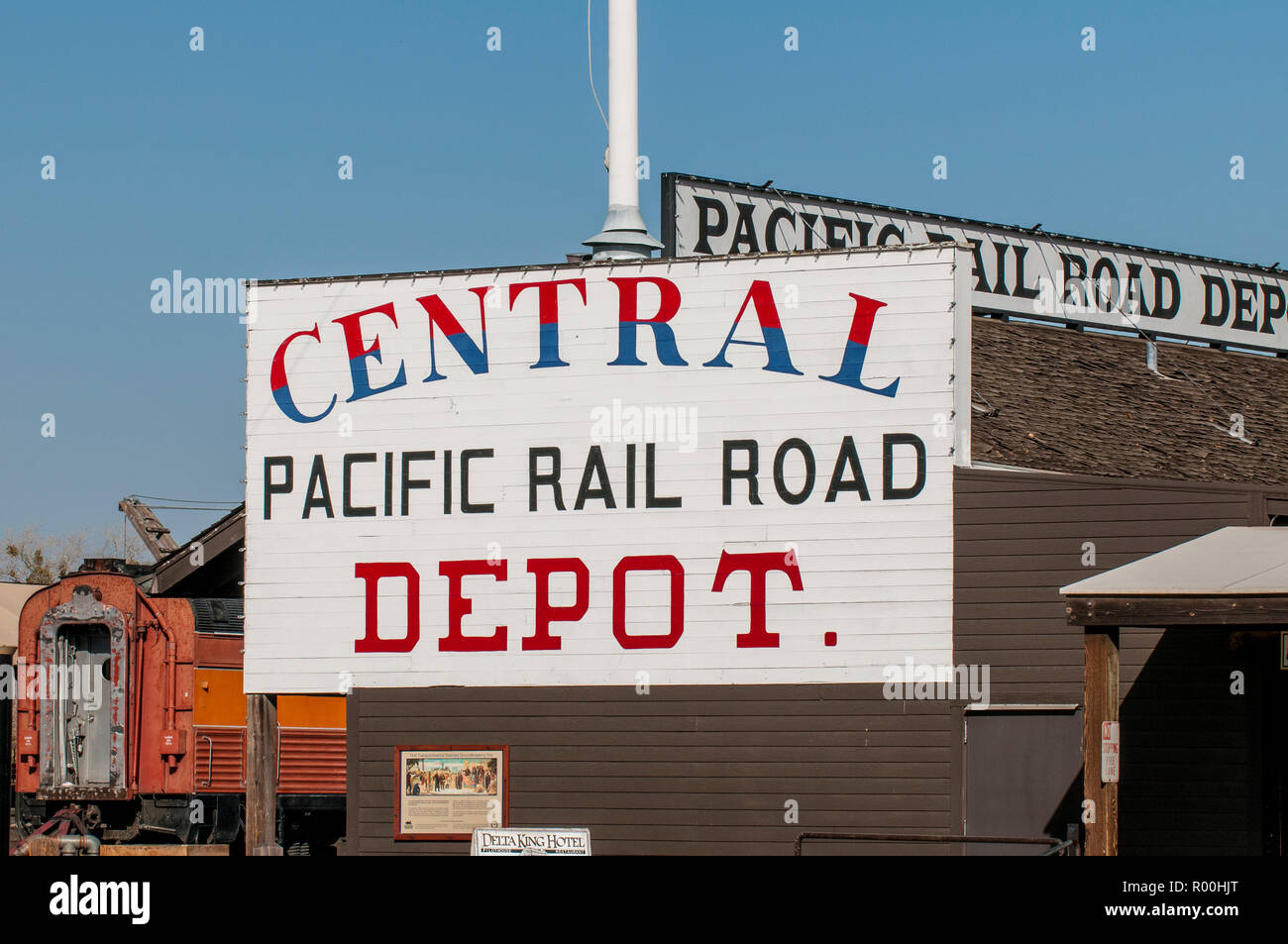 Pacific Rail Central Train Depot, Old Sacramento State Historic Park, ancien centre historique de Sacramento, Sacramento, Californie. Banque D'Images