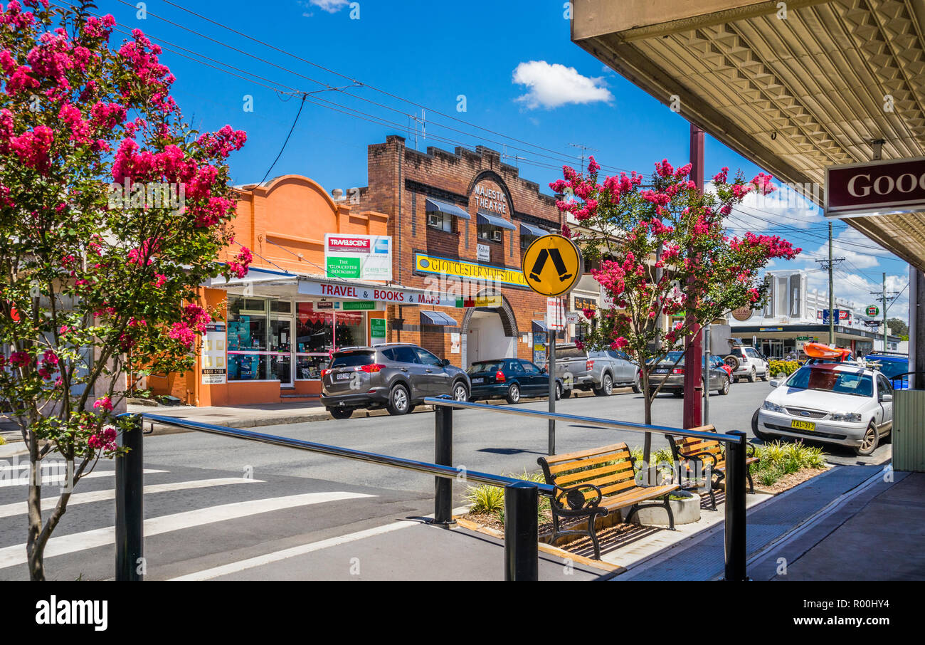 Vue de la rue de l'Église dans le centre-ville de Gloucester, une ville dans le district de Manning le milieu de la côte nord de la Nouvelle-Galles du Sud, Australie Banque D'Images