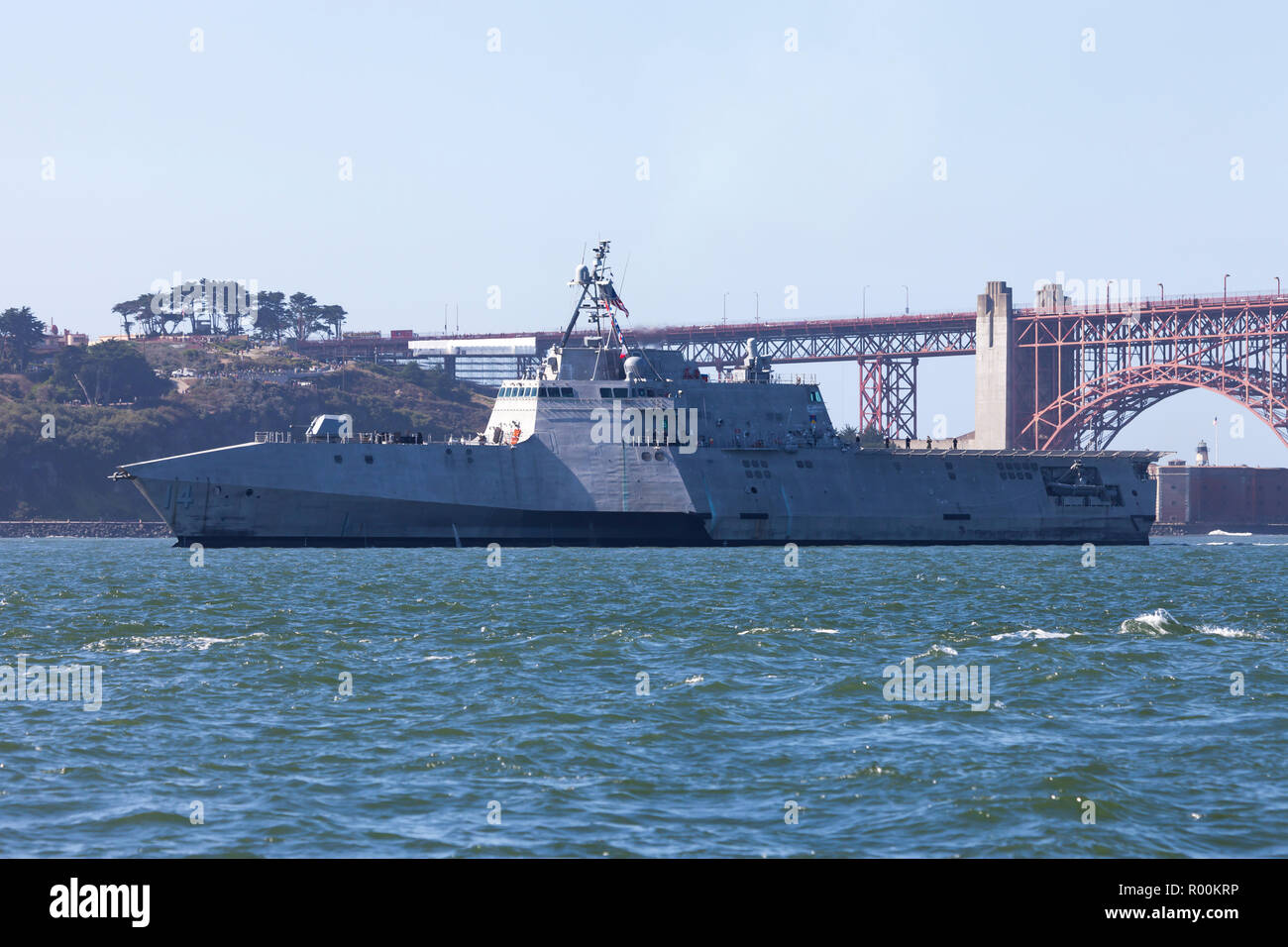 L'indépendance de combat littoral classe USS Manchester (LCS 14) sur la baie de San Francisco. Banque D'Images