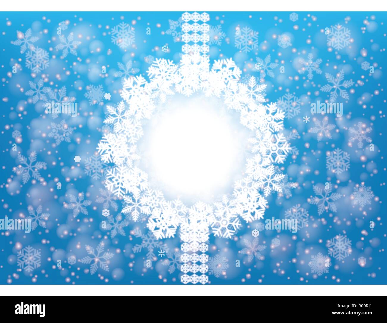 Carte de vœux de Noël avec illustration et ruban bleu , espace copie Banque D'Images