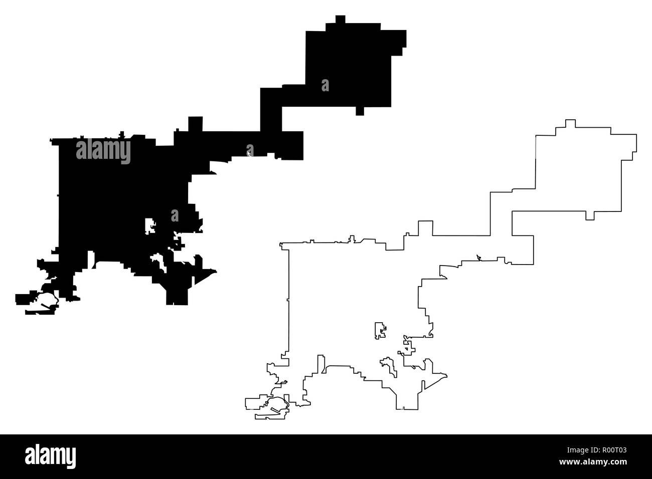 Denver City ( États-Unis villes, United States of America, USA) site vector illustration, scribble sketch carte ville de Denver Illustration de Vecteur