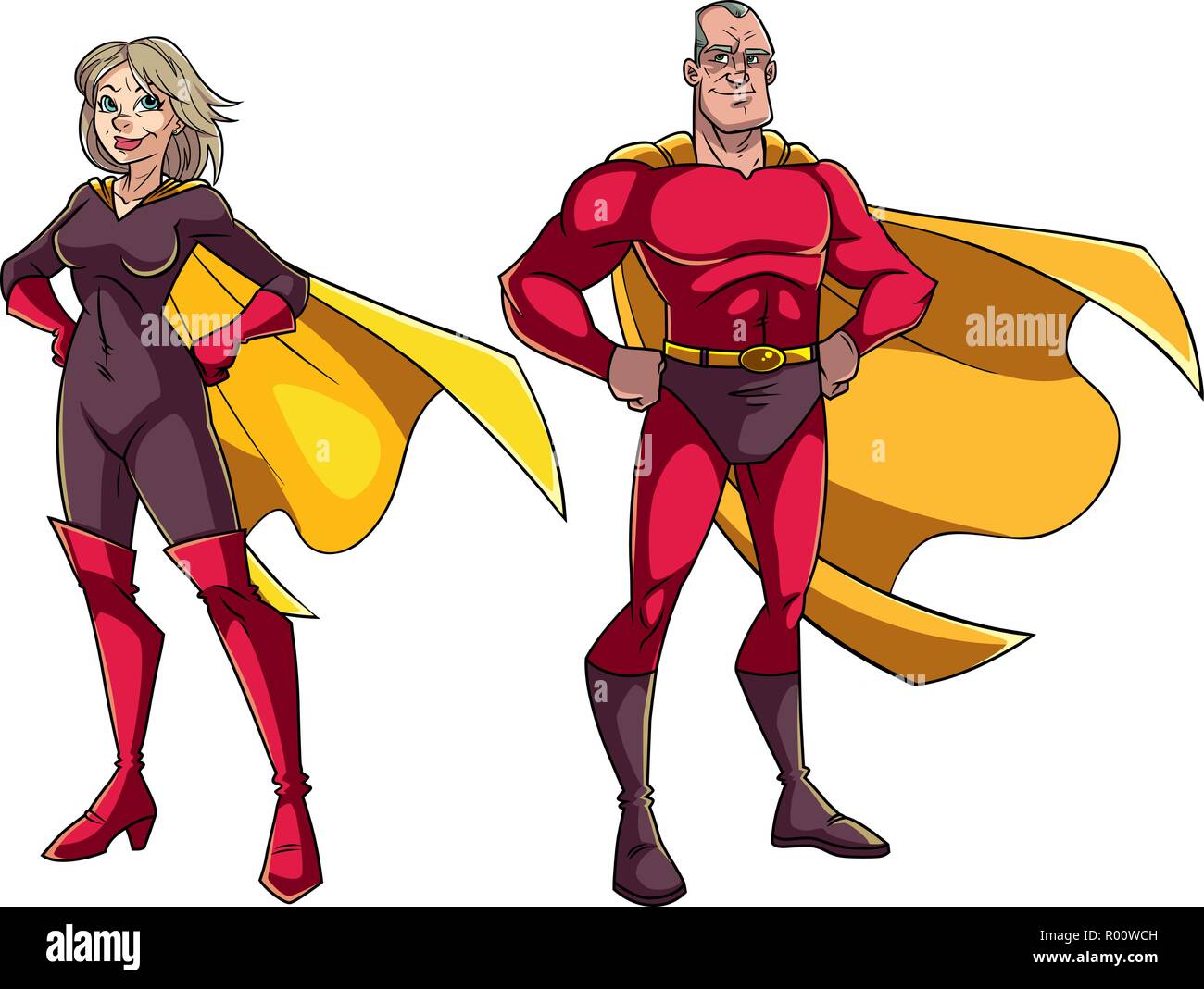 Super-héros Senior Couple on White Illustration de Vecteur