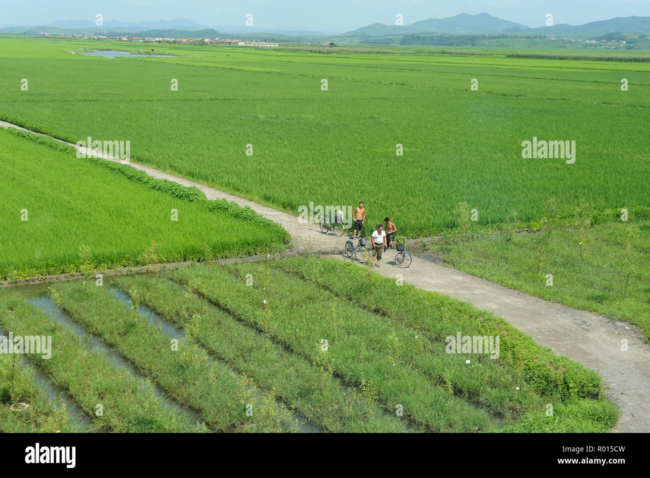 La Corée du Nord, paysage entre la ville frontière Sinuiju et la capitale Pjoengjang Banque D'Images