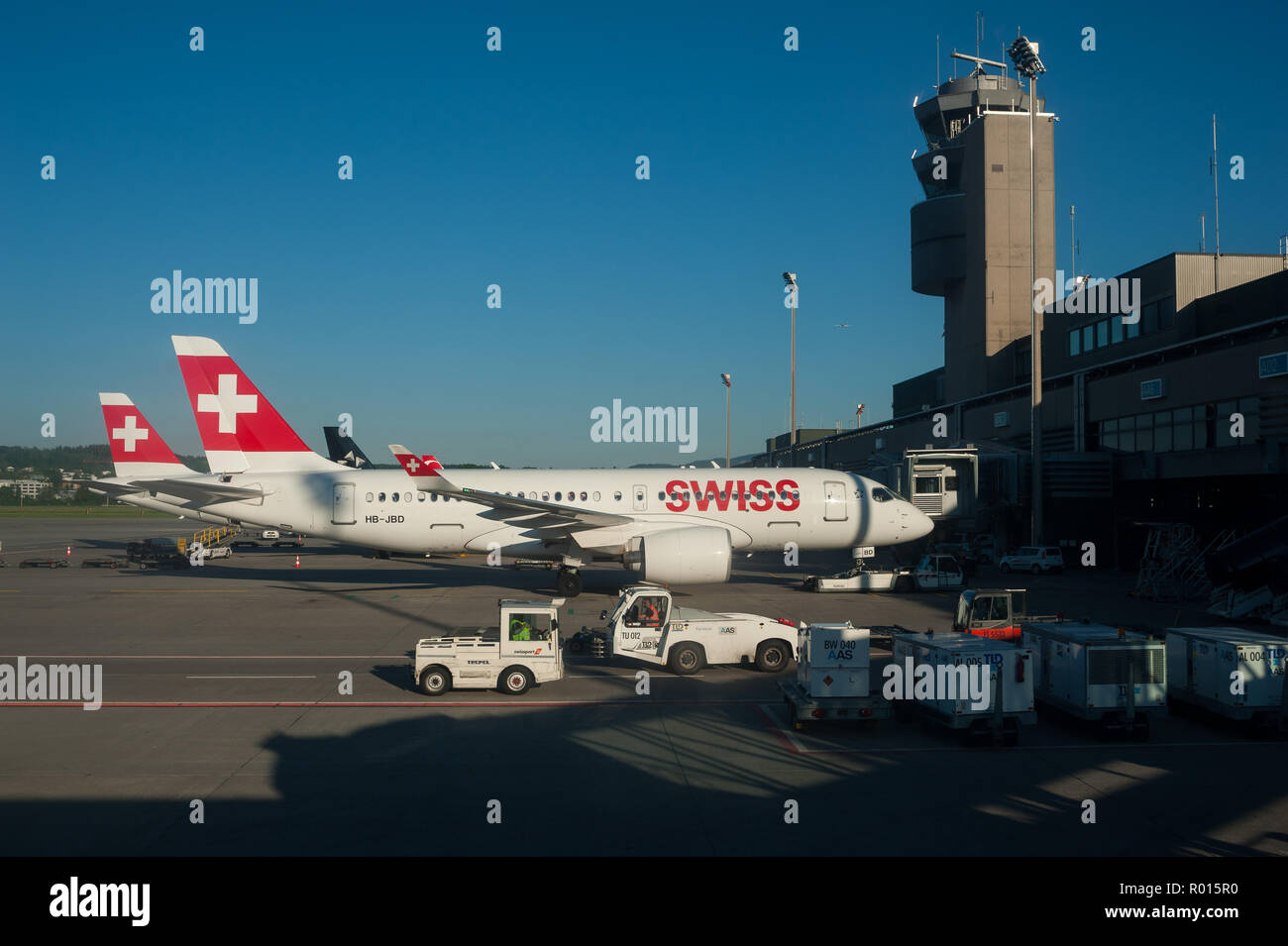 Zuerich, Suisse, avion à l'aéroport Zuerich-Kloten Banque D'Images