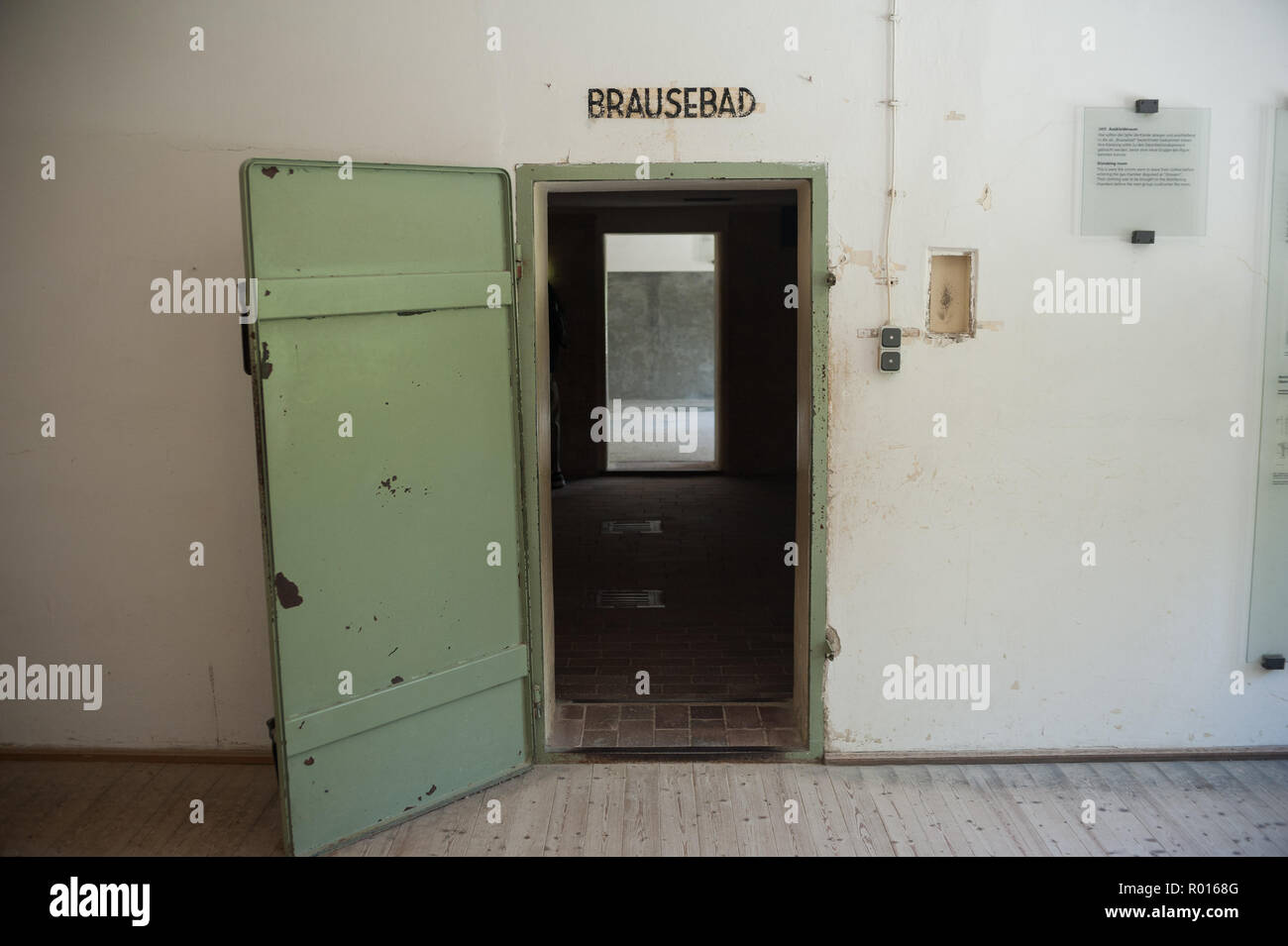 Dachau, Allemagne, chambre à gaz dans le camp de concentration de Dachau memorial Banque D'Images
