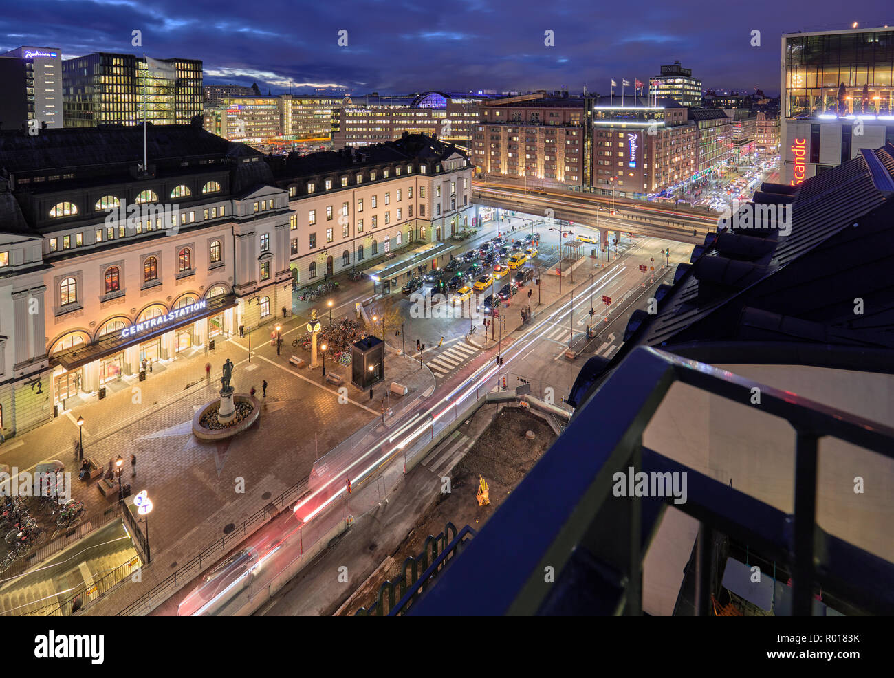 Clouody crépuscule vue sur le centre de Stockholm, Suède Banque D'Images