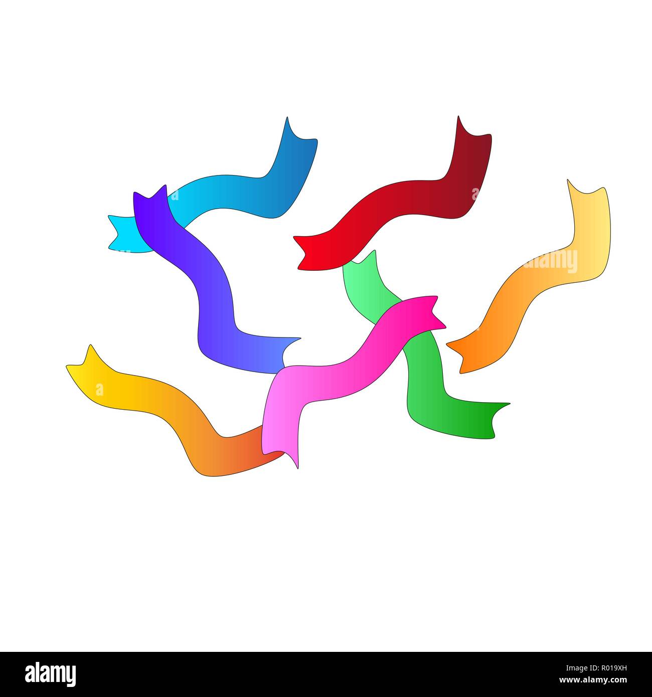 Simple jeu de rubans colorés isolé sur un fond blanc. Illustration de Vecteur