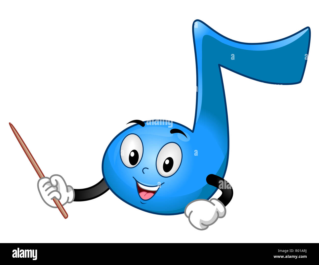 Illustration d'une huitième bleu Remarque Mascot tenant un bâton pour l'enseignement Banque D'Images