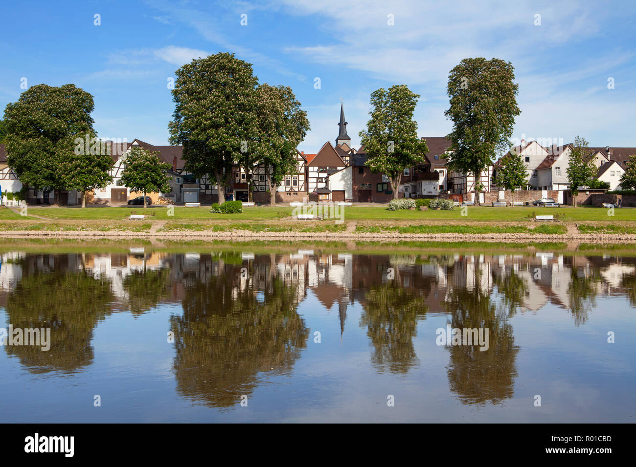 Ville de Bodenwerder, berceau du Baron Muenchhausen, Weserbergland, Basse-Saxe, Allemagne, Europe Banque D'Images