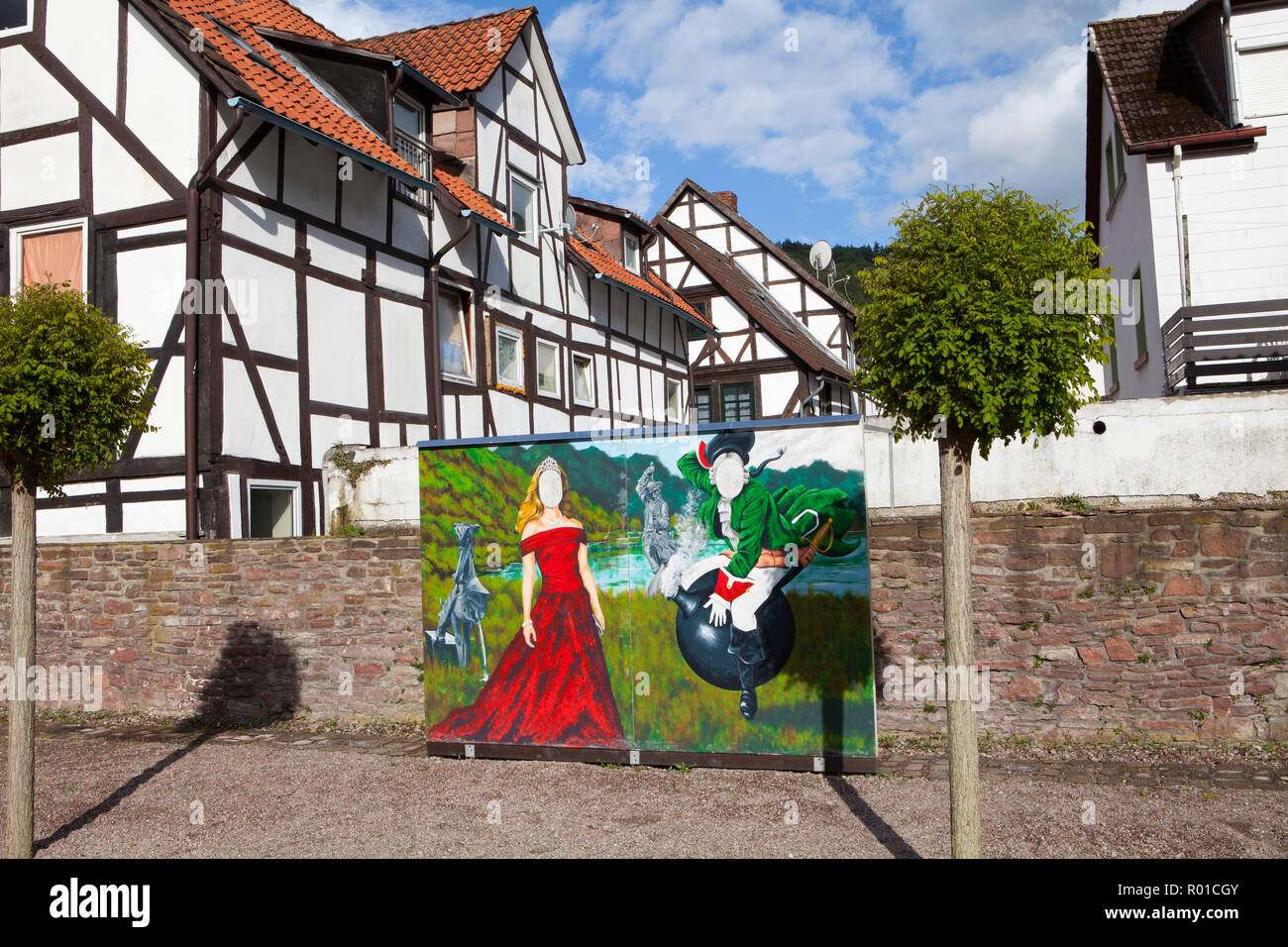 Ville de Bodenwerder, berceau du Baron Muenchhausen, Weserbergland, Basse-Saxe, Allemagne, Europe Banque D'Images