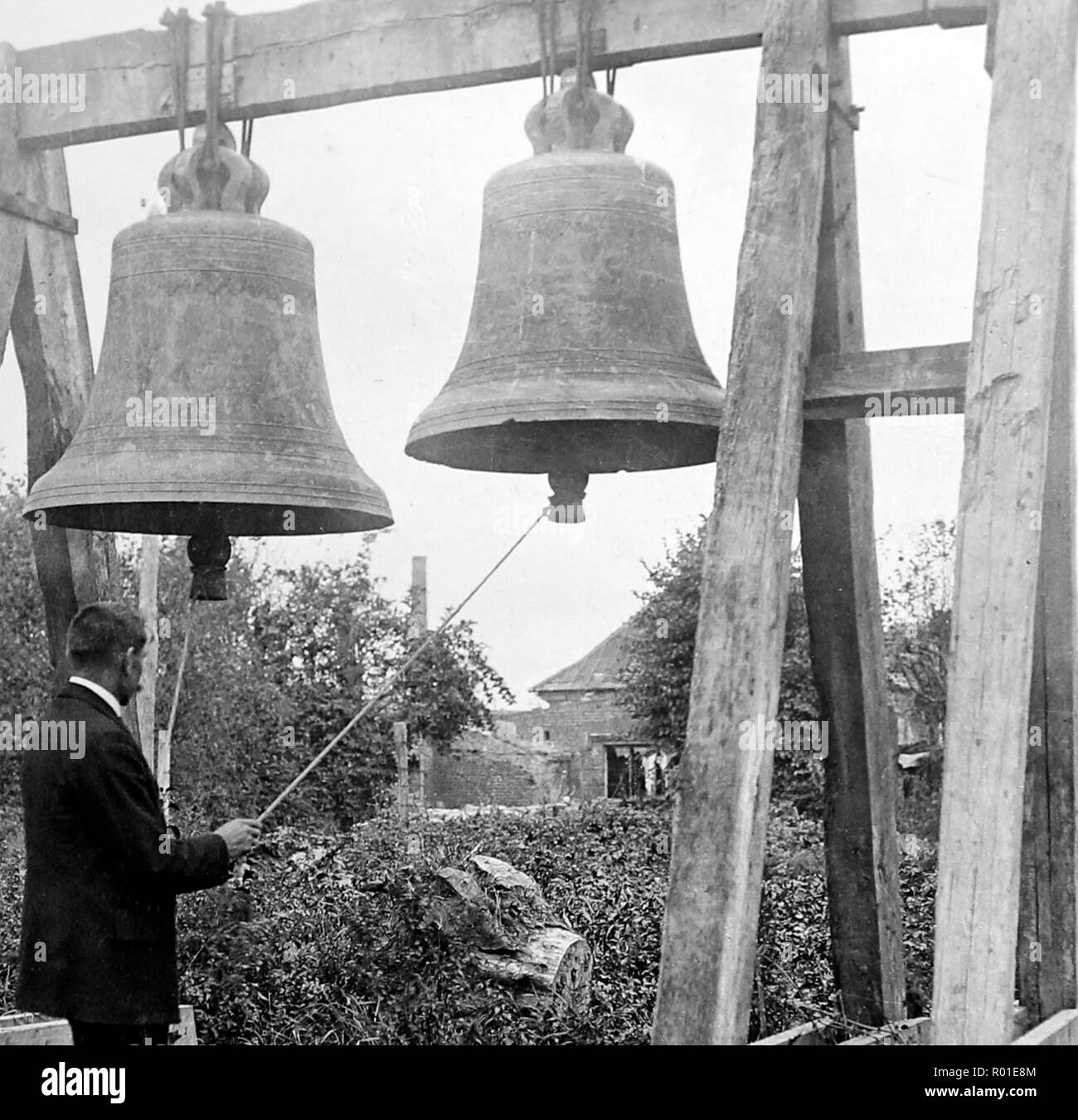 Villers-Bretonneaux cloches de l'Église, pendant la Première Guerre mondiale Banque D'Images