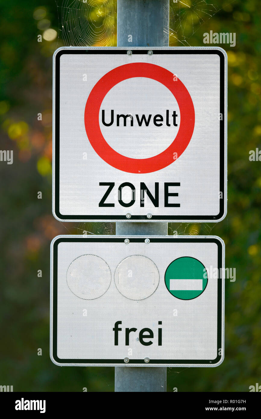 Zone environnementale signe, autocollant vert, Stuttgart, Bade-Wurtemberg, Allemagne Banque D'Images
