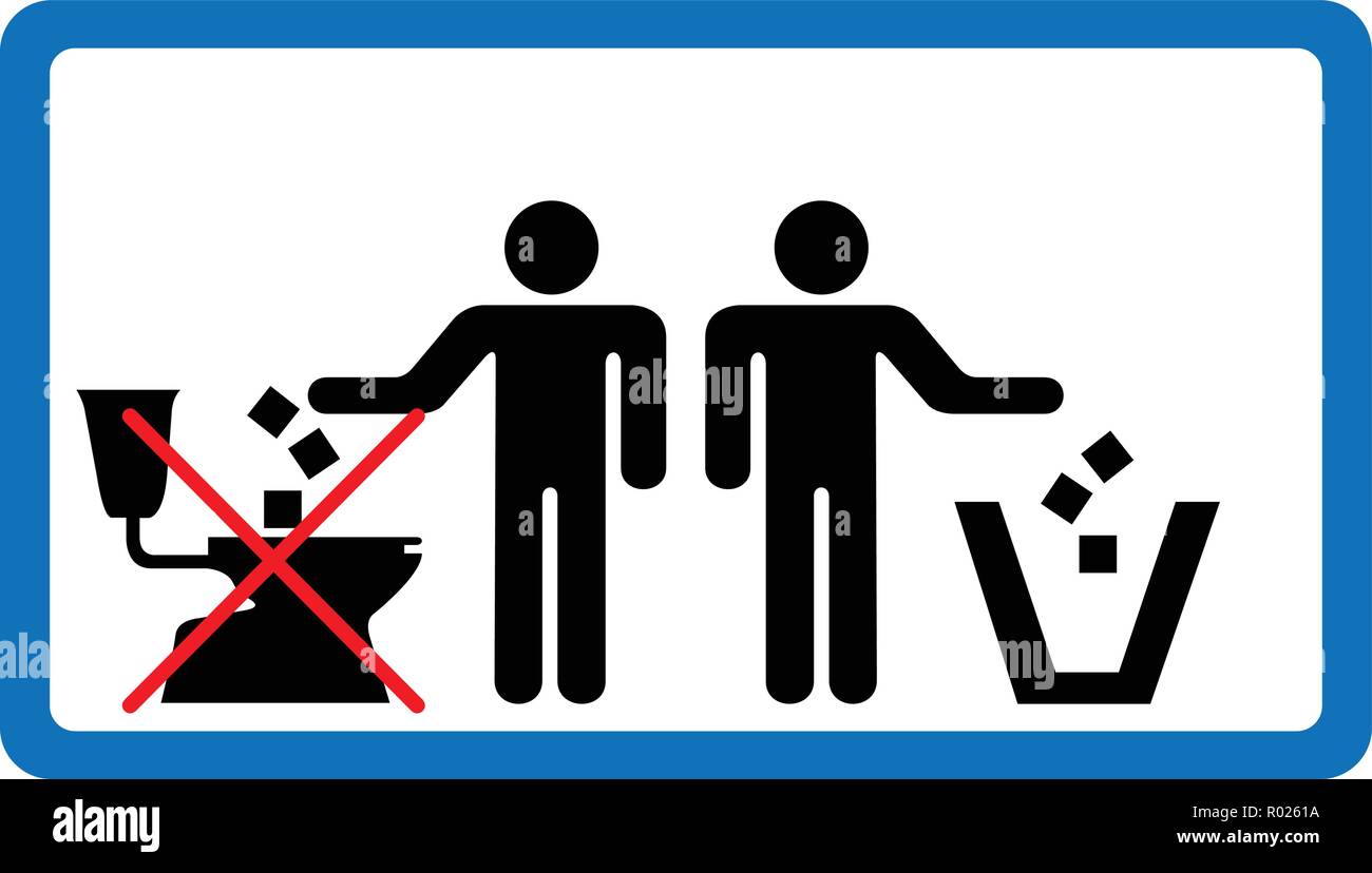 Ne pas jeter les déchets dans les toilettes sign in rectangle bleu Illustration de Vecteur