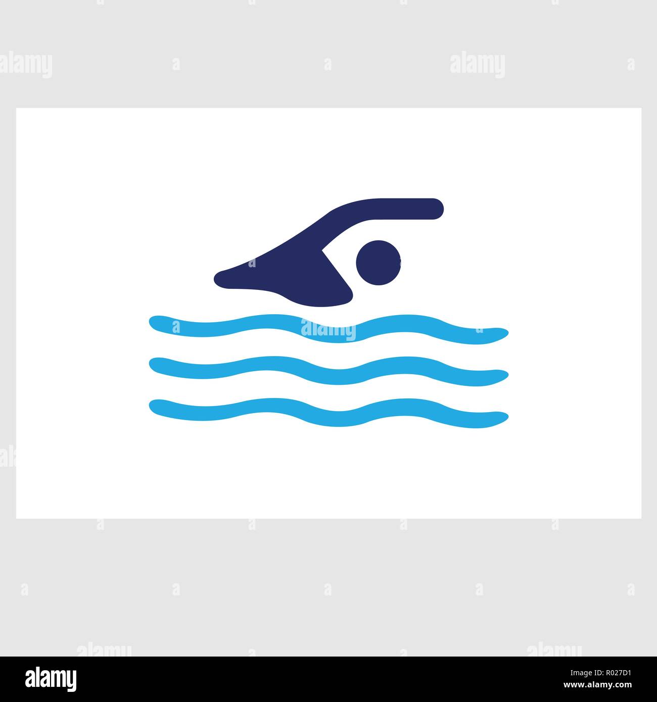 L'icône dans l'eau silhouette nageur Illustration de Vecteur