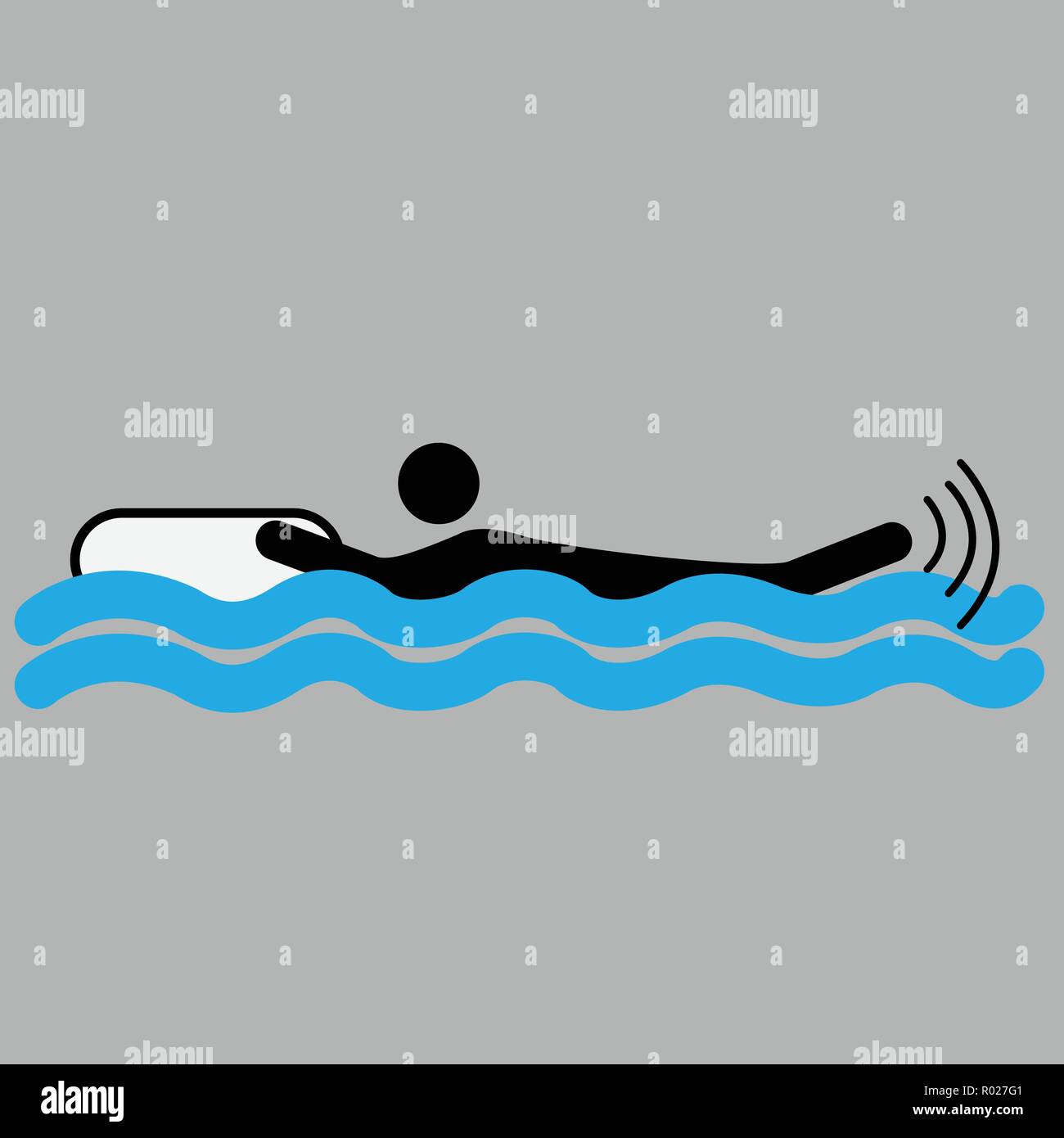 Silhouette d'une personne qui flotte sur les vagues Illustration de Vecteur