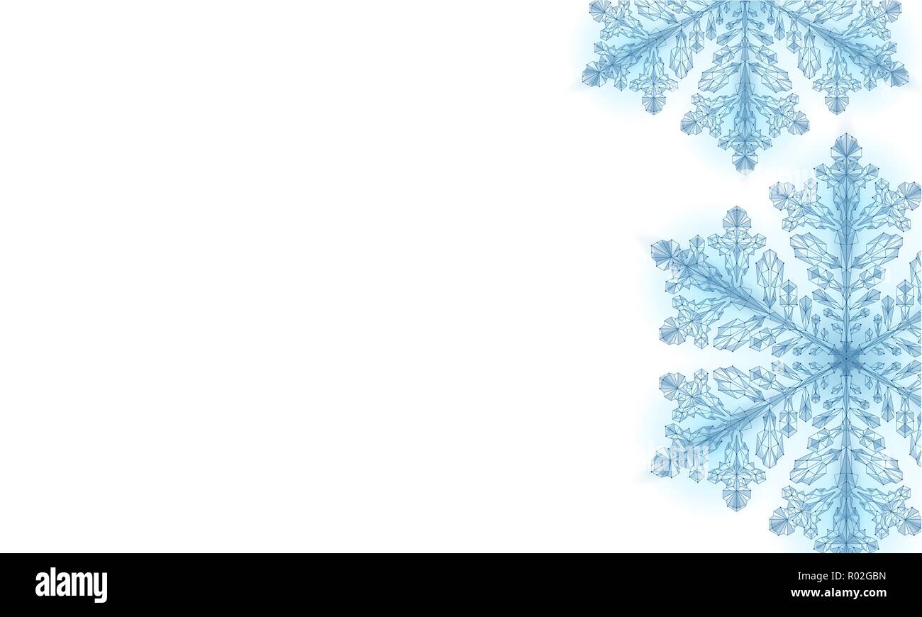 Basse polygonale fête poly snowflake. 3D render isolé détaillée triangle géométrique fond de carte de vœux. Glace Neige lumière crystal sparkle nouvel an noël template vector illustration Illustration de Vecteur