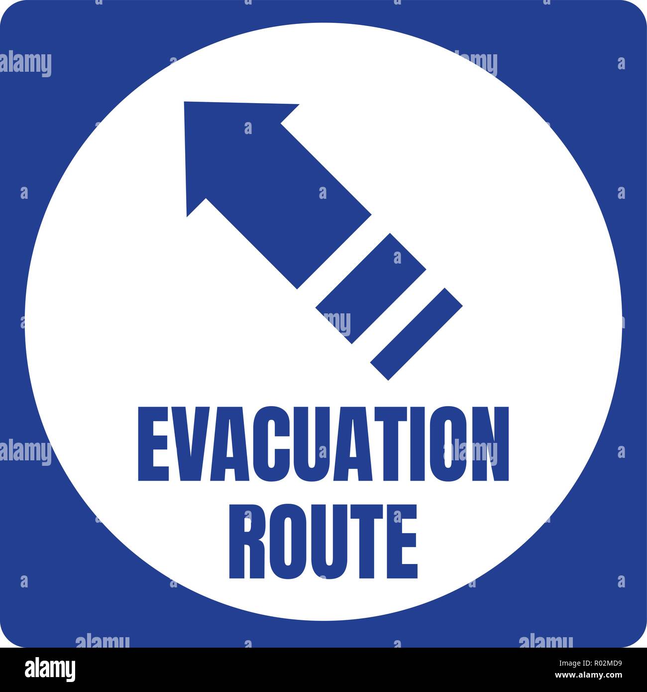 L'ouragan Évacuation Road Sign Blue Square cercle blanc Illustration de Vecteur