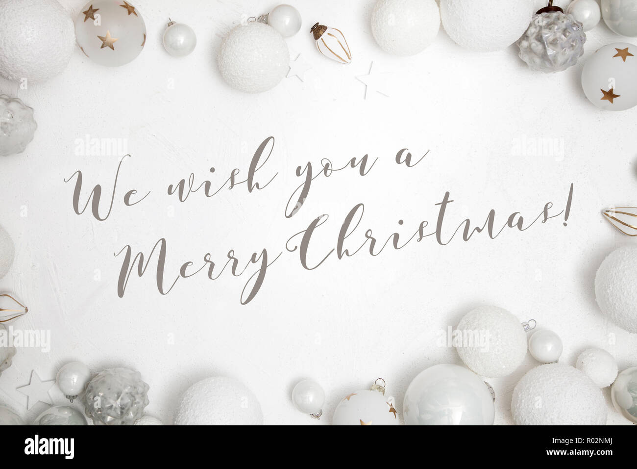 Carte de voeux - Noël en bois blanc avec décor d'arrière-plan Banque D'Images