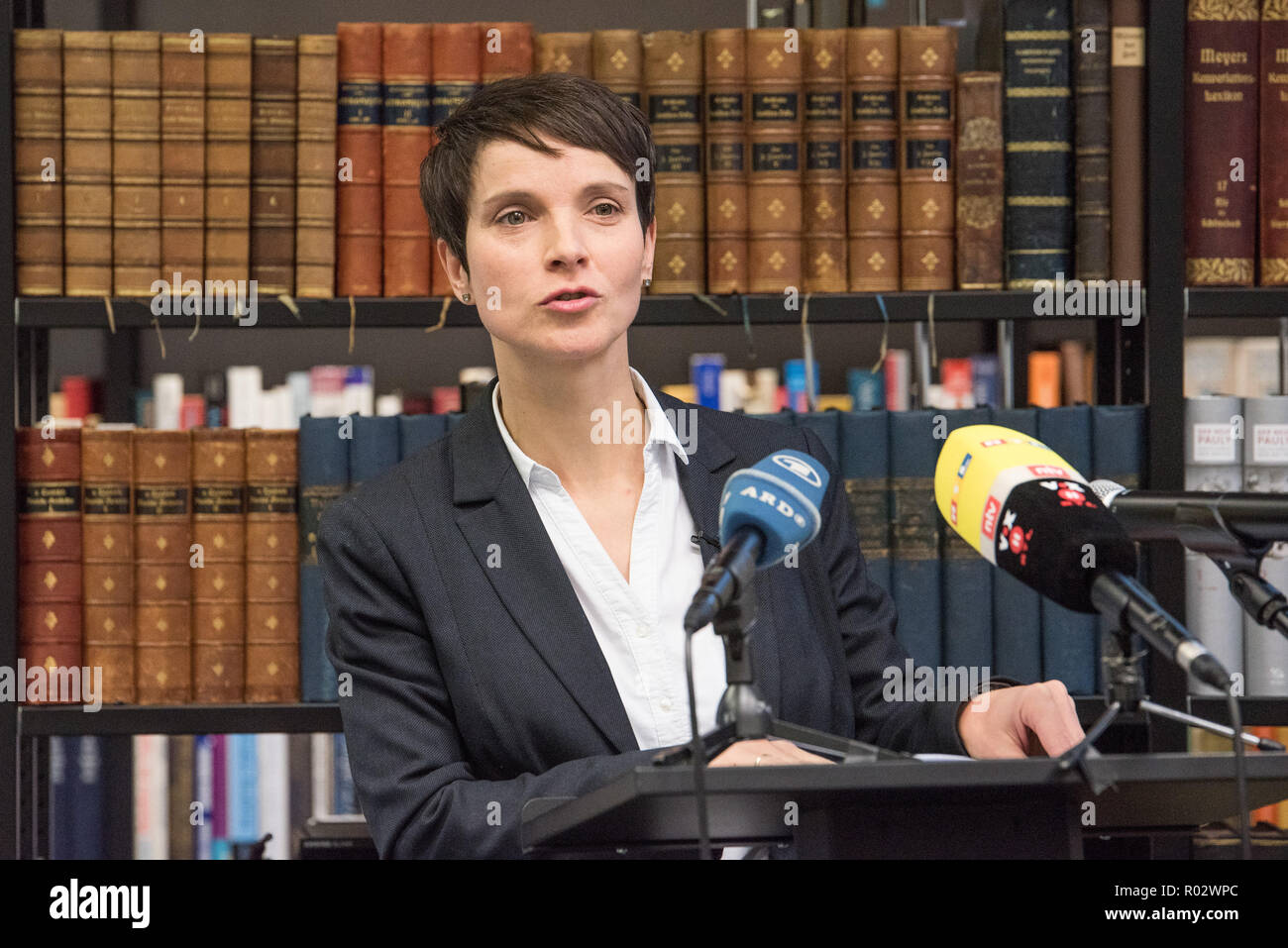 Frauke Petry, anciennement de l'AfD, l'actuel chef de la partie bleue, parlant à Berlin, Allemagne à la bibliothèque du conservatisme en décembre 2017. Banque D'Images