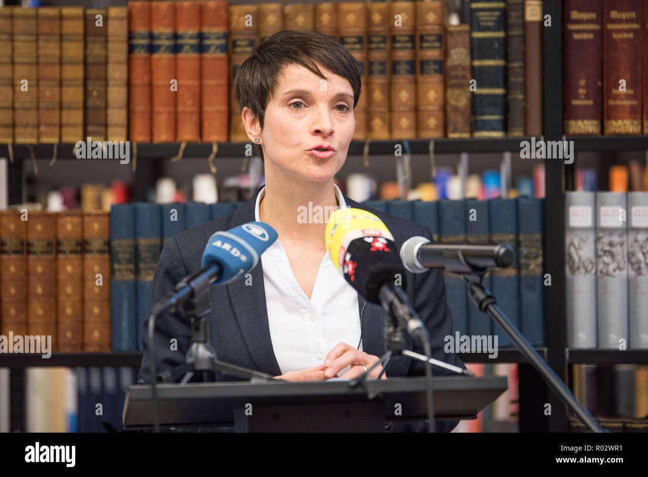 Frauke Petry, anciennement de l'AfD, l'actuel chef de la partie bleue, parlant à Berlin, Allemagne à la bibliothèque du conservatisme en décembre 2017. Banque D'Images