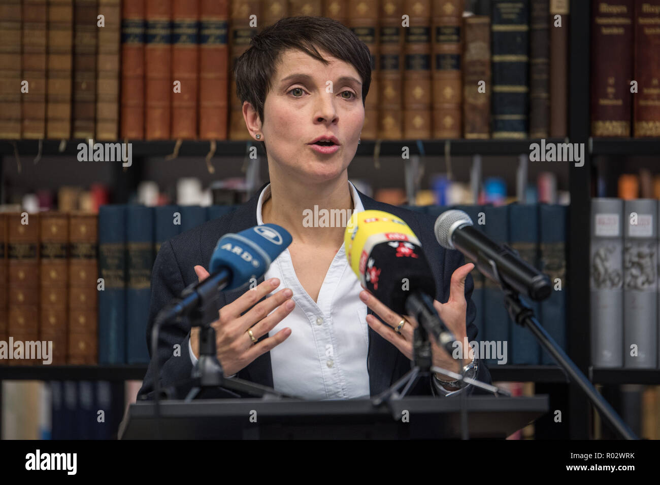 Frauke Petry, anciennement de l'AfD, l'actuel chef de la partie bleue, parlant à Berlin, Allemagne à la bibliothèque du conservatisme en décembre 2017. Banque D'Images
