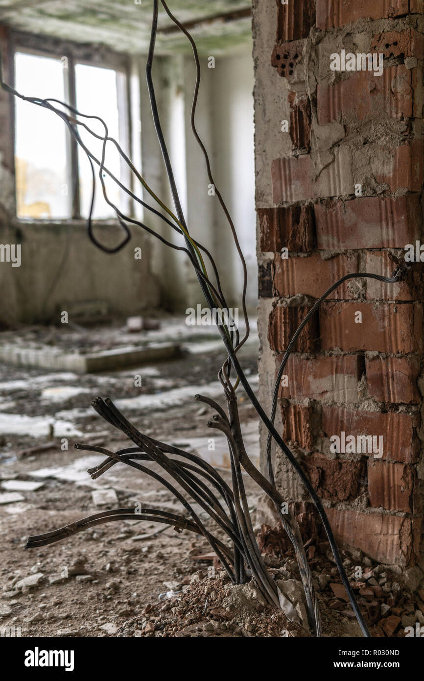 Une vieille, la décomposition chimique, bâtiment administratif Schönberg-est enseignement en République tchèque Banque D'Images