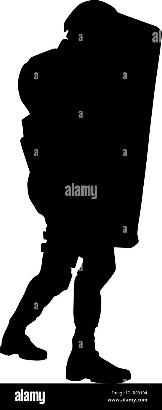 Policier avec bouclier anti-émeute anti silhouette vecteur Illustration de Vecteur