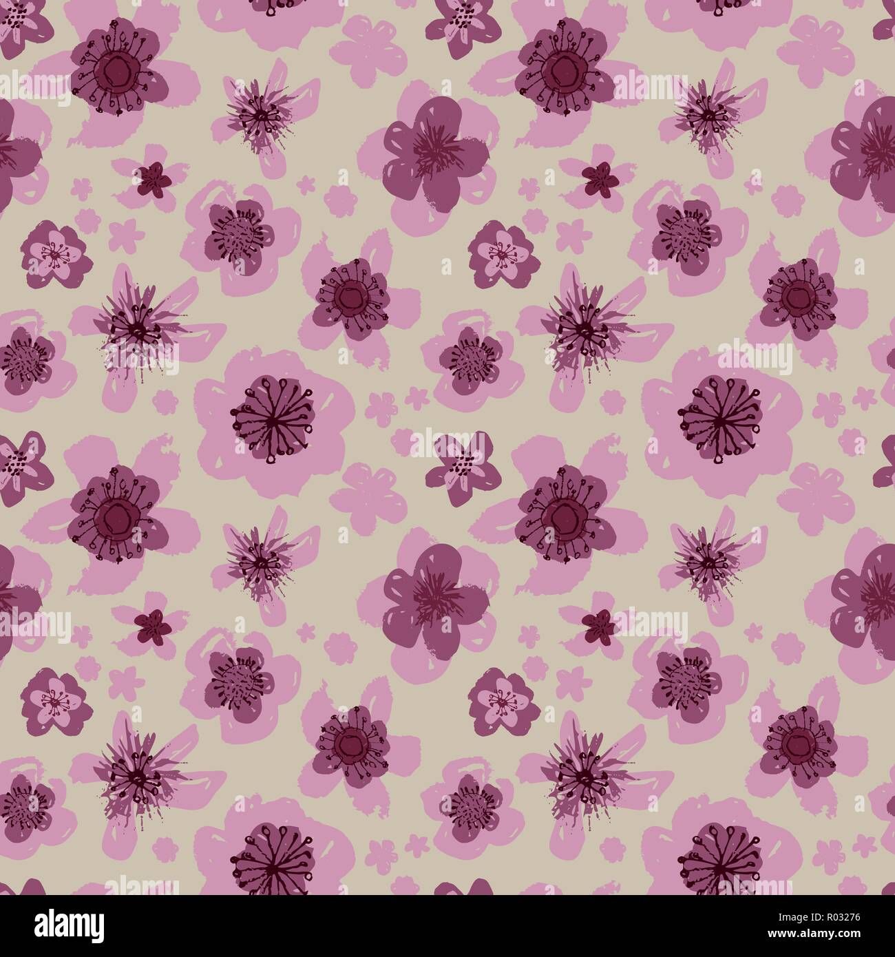 Rose vectorielles sophistiquées et bordeaux motif floral seamless sur fond crème. Sobre, ambiance festive et amusante. Illustration de Vecteur