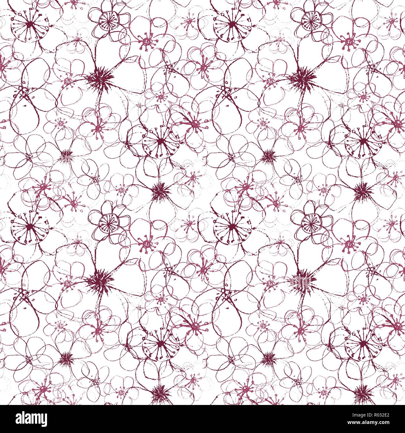 Magenta vectorielles sophistiquées transparente floral pattern sur fond blanc. Estival, festif et amusant. Illustration de Vecteur