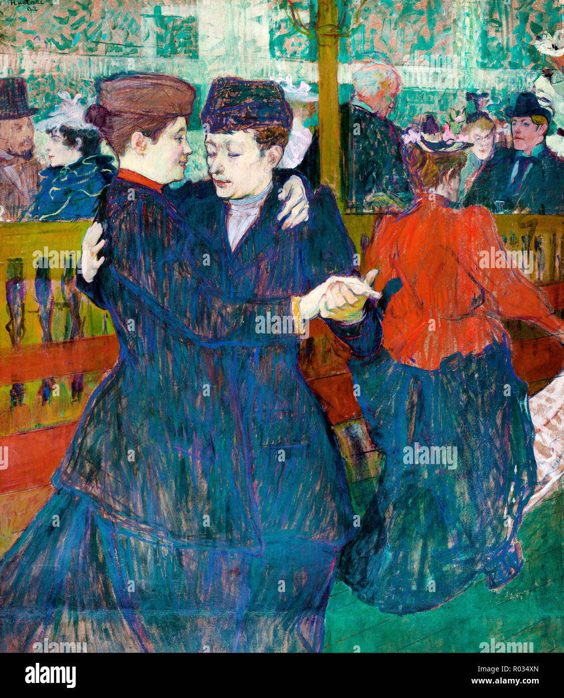 Henri de Toulouse-Lautrec, au Moulin Rouge, deux femmes Waltzing 1892 Huile sur carton, Galerie Nationale à Prague, République tchèque. Banque D'Images