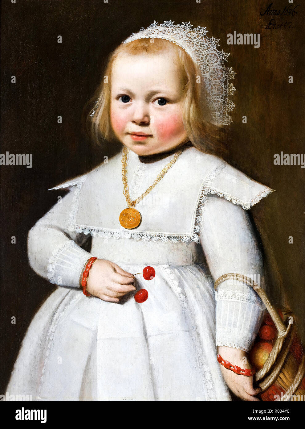 Jan Cornelisz. van Loenen, Portrait d'une fillette de deux ans 1636 Huile sur panneau, Musée Hallwyl, Stockholm, Suède. Banque D'Images