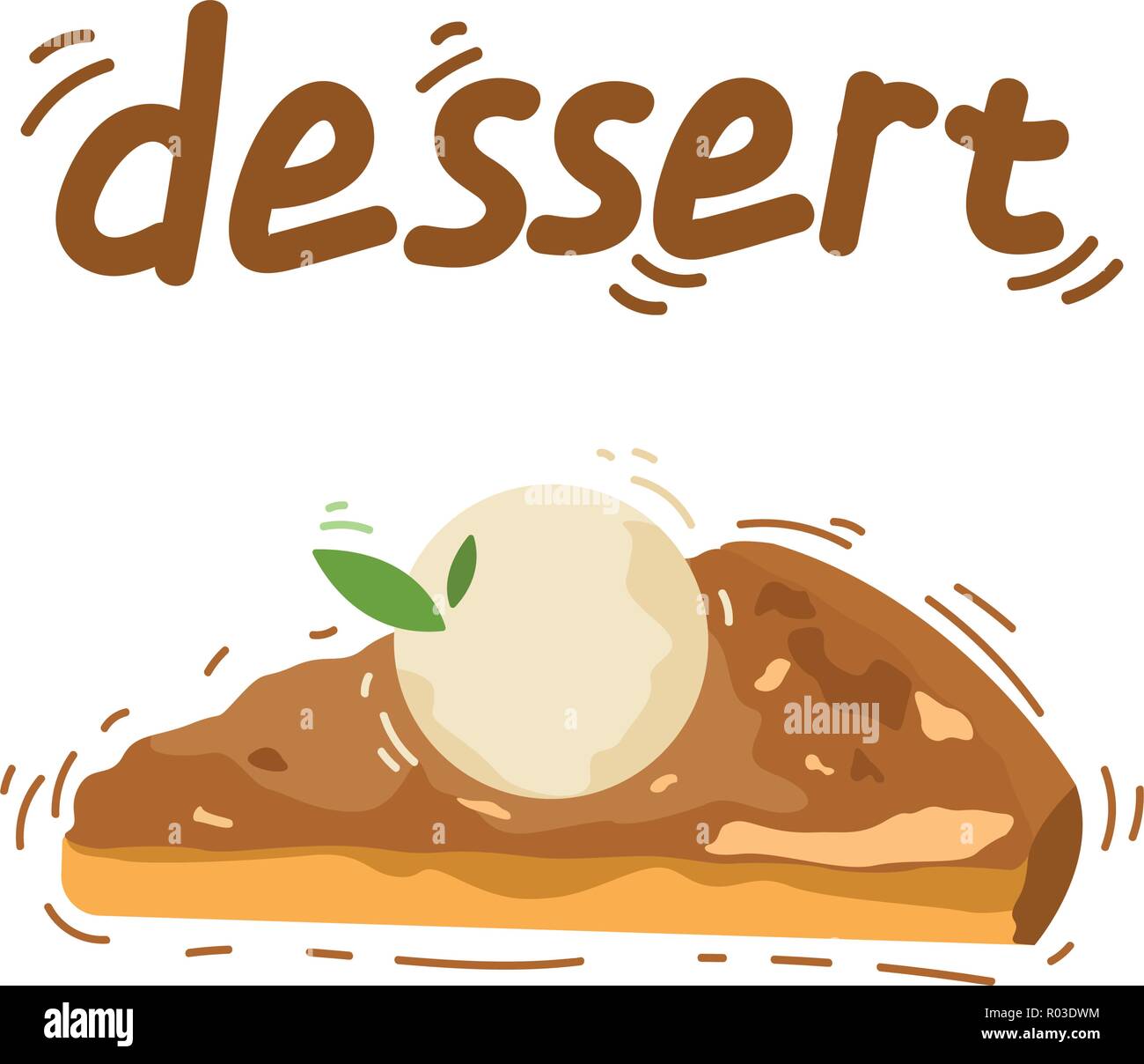 Délicieux morceau de tarte aux pommes, glace vanille vecteur logo Illustration de Vecteur