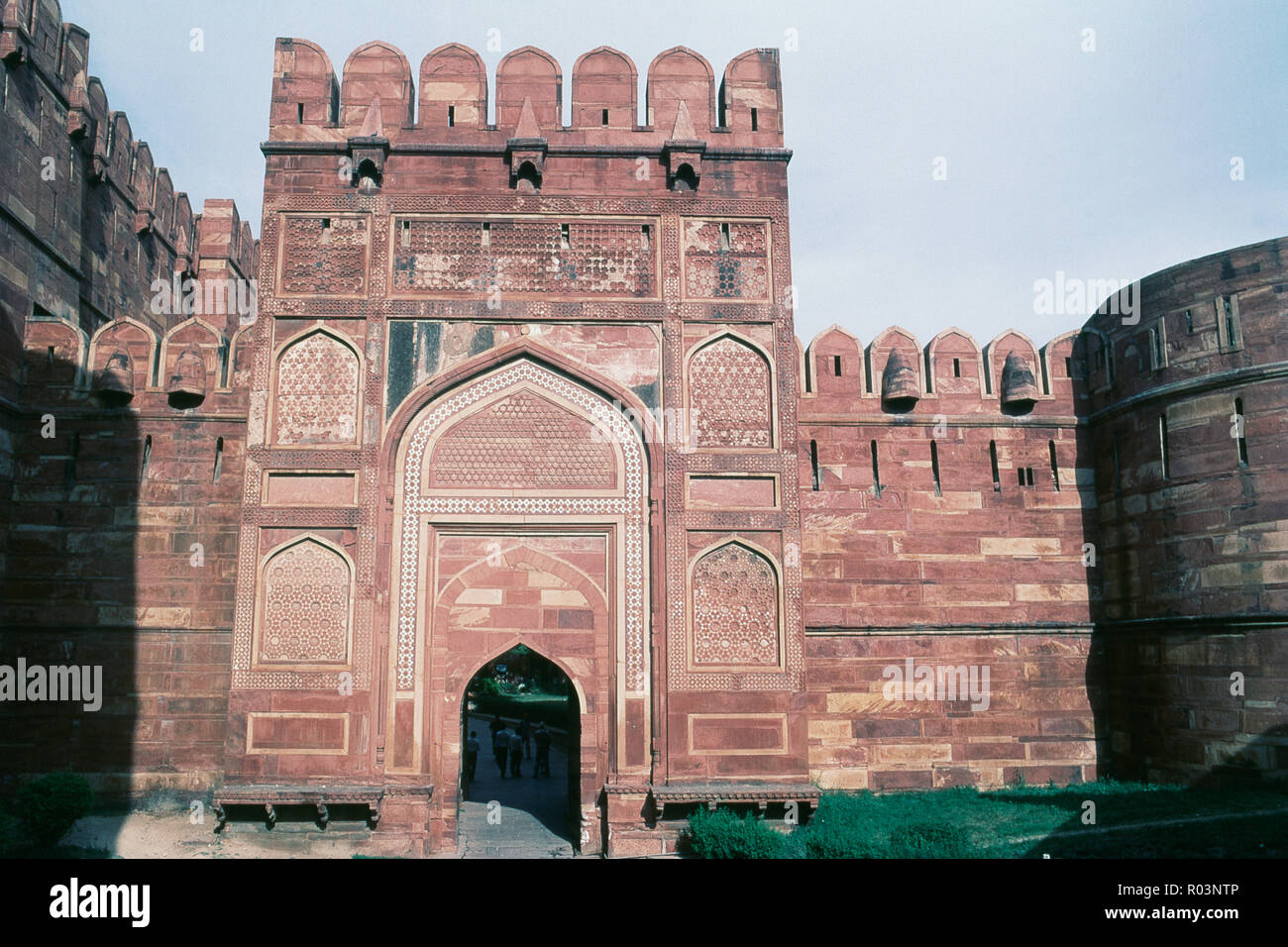 Vue, Amar Singh gate, fort d'Agra, Agra, Uttar Pradesh, Inde, Asie Banque D'Images