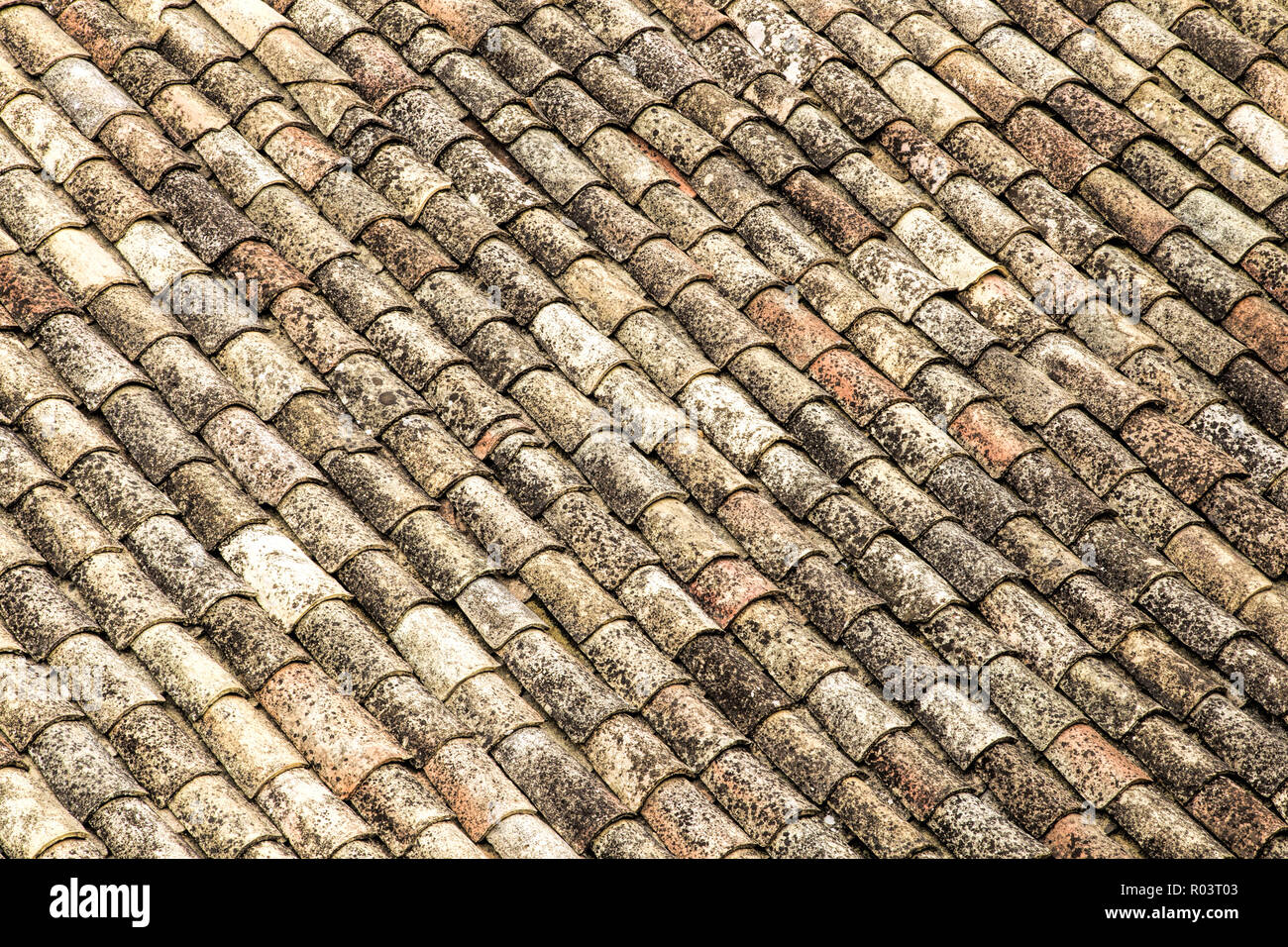 Détail de toit en terre cuite en Sicile Banque D'Images