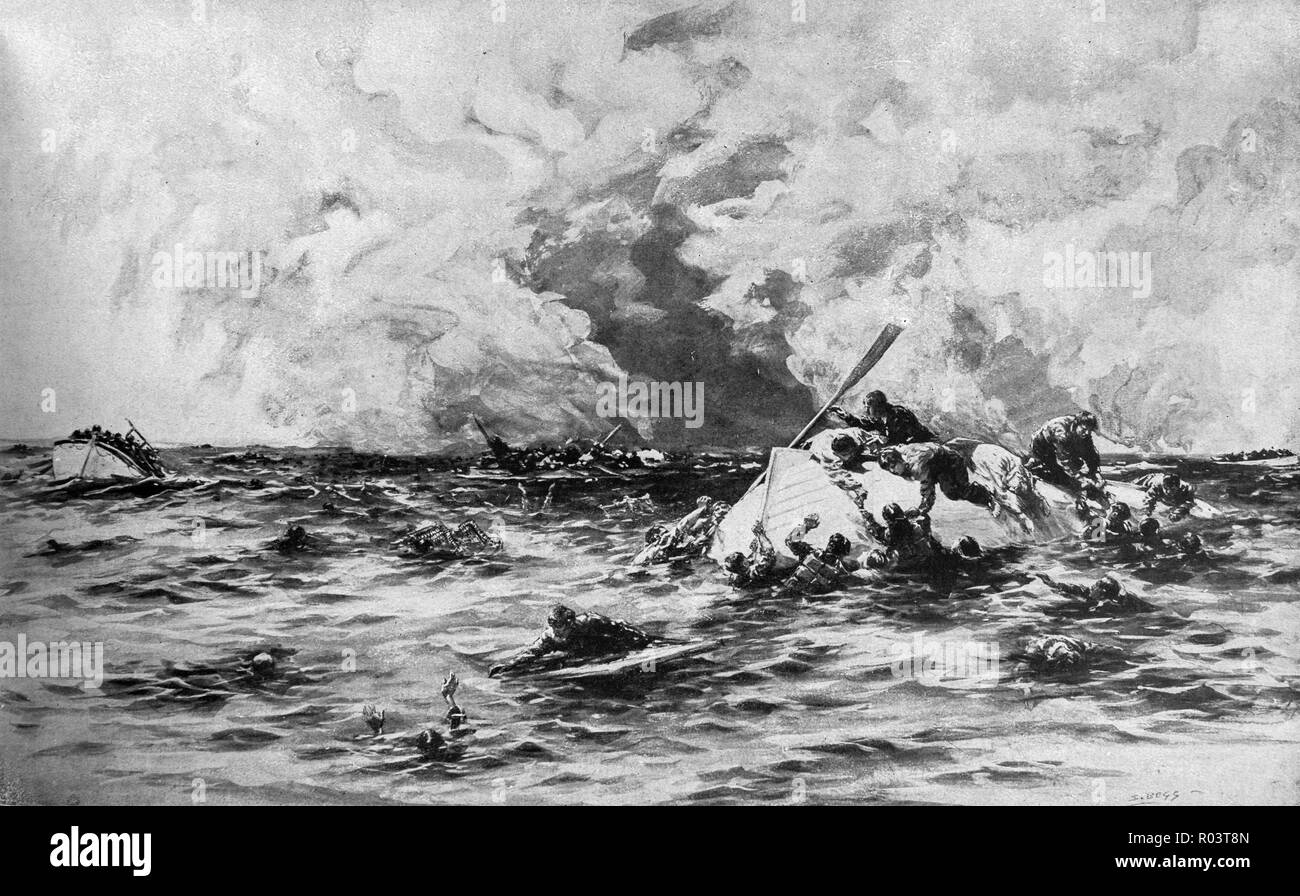 Shipwrecking du Lusitania, mai 1915, Océan Atlantique Nord Banque D'Images