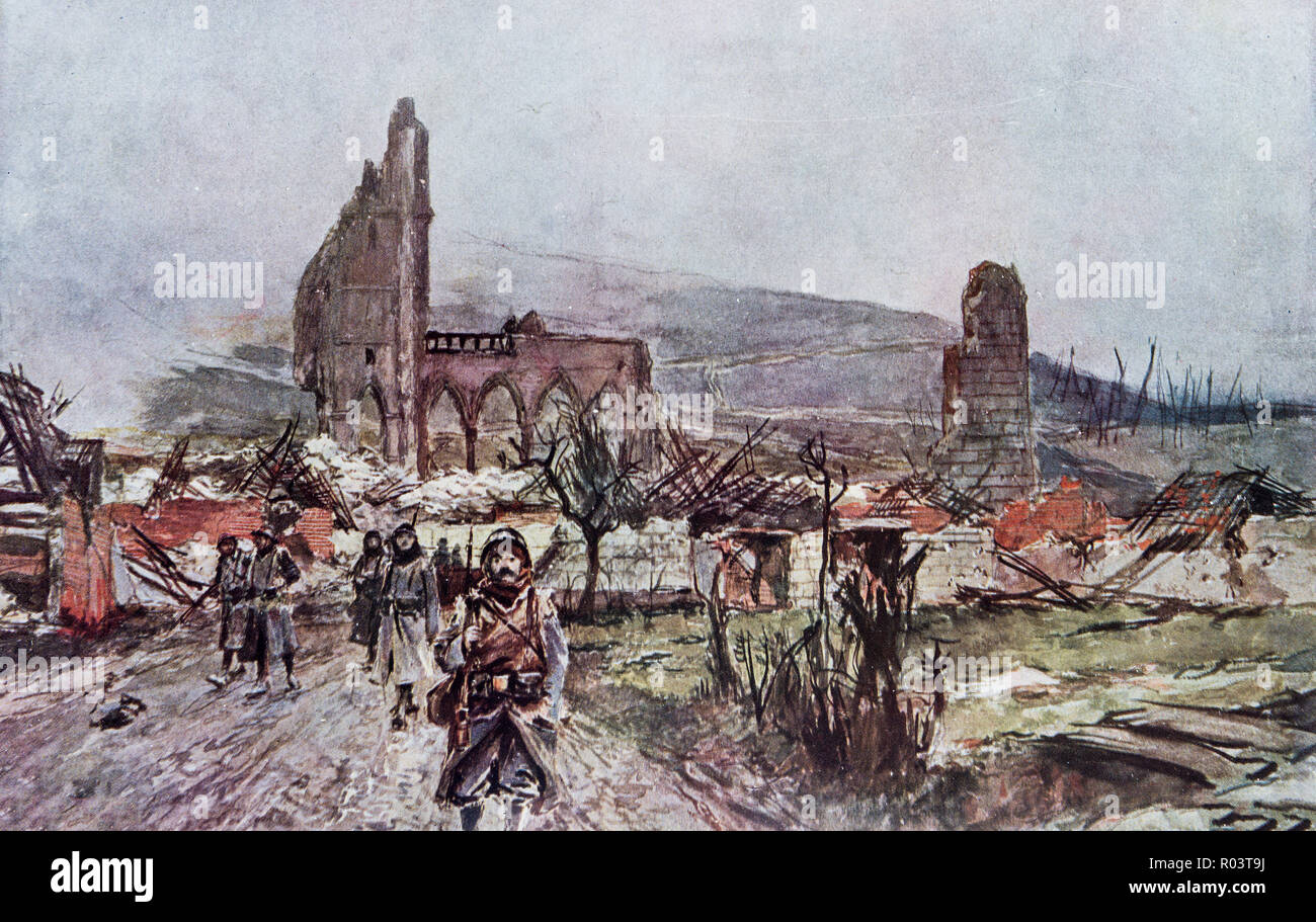 Détruit Ablain Saint Nazaire Eglise, Pas de Calais, France, 1915 Banque D'Images