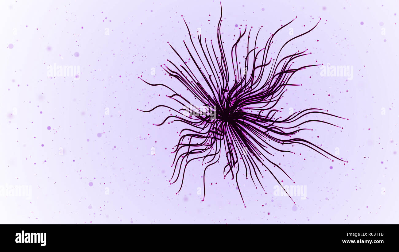 Abstract futuristic purple explosion particules sentiers. A canal alpha Banque D'Images