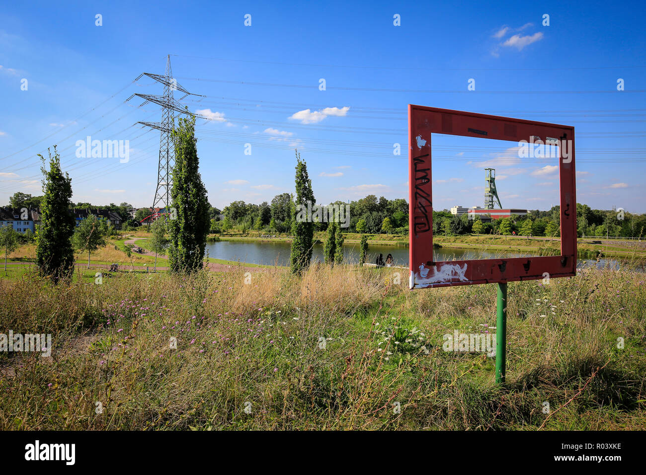 Essen, Ruhr, Allemagne, Krupp-Park, lac, projet de développement urbain Krupp-Guertel Banque D'Images