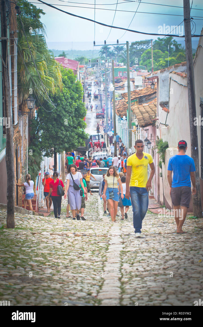 Trinidad est une ville du centre de Cuba, connu pour sa vieille ville coloniale et des rues pavées. Banque D'Images