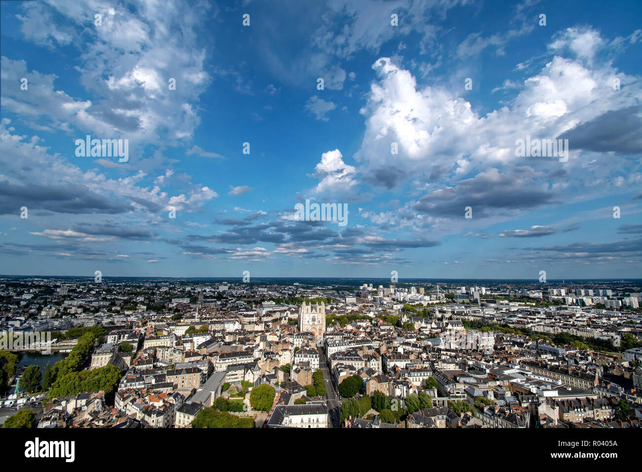 Le centre-ville de Nantes Vue du dessus Banque D'Images