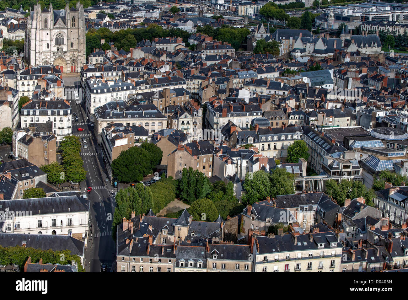 Le centre-ville de Nantes Vue du dessus Banque D'Images