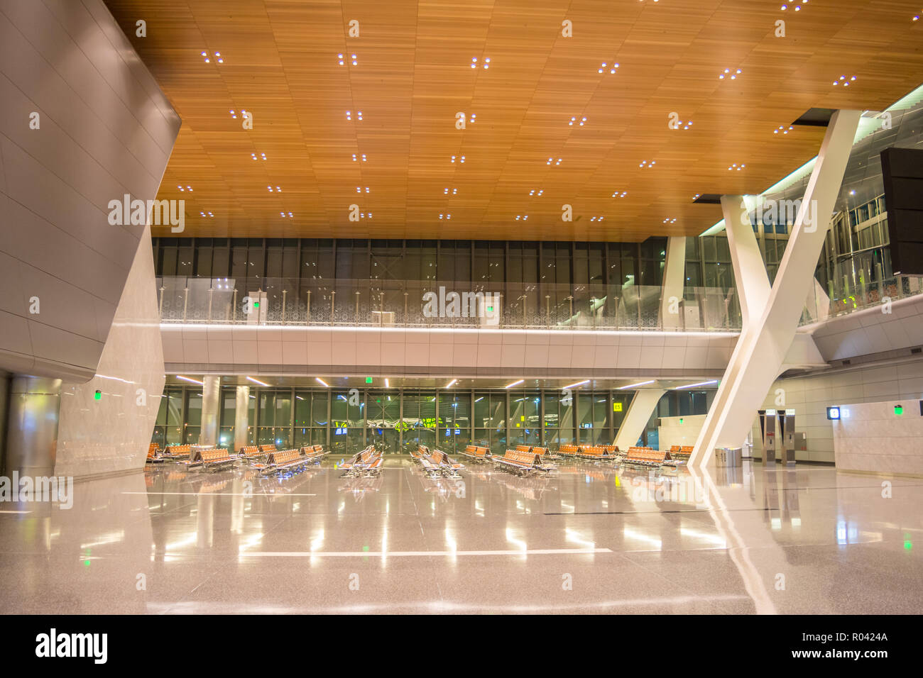 Borading portes, l'aéroport international Hamad, Doha, Qatar Banque D'Images