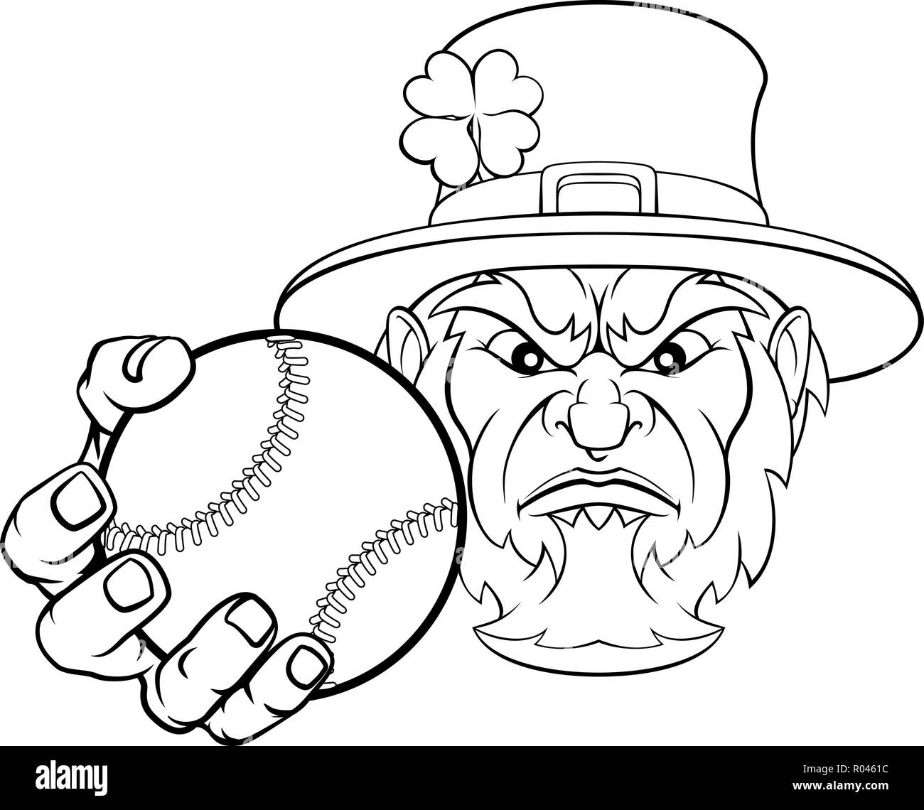 Leprechaun Holding Baseball Sports de ballon Mascot Illustration de Vecteur