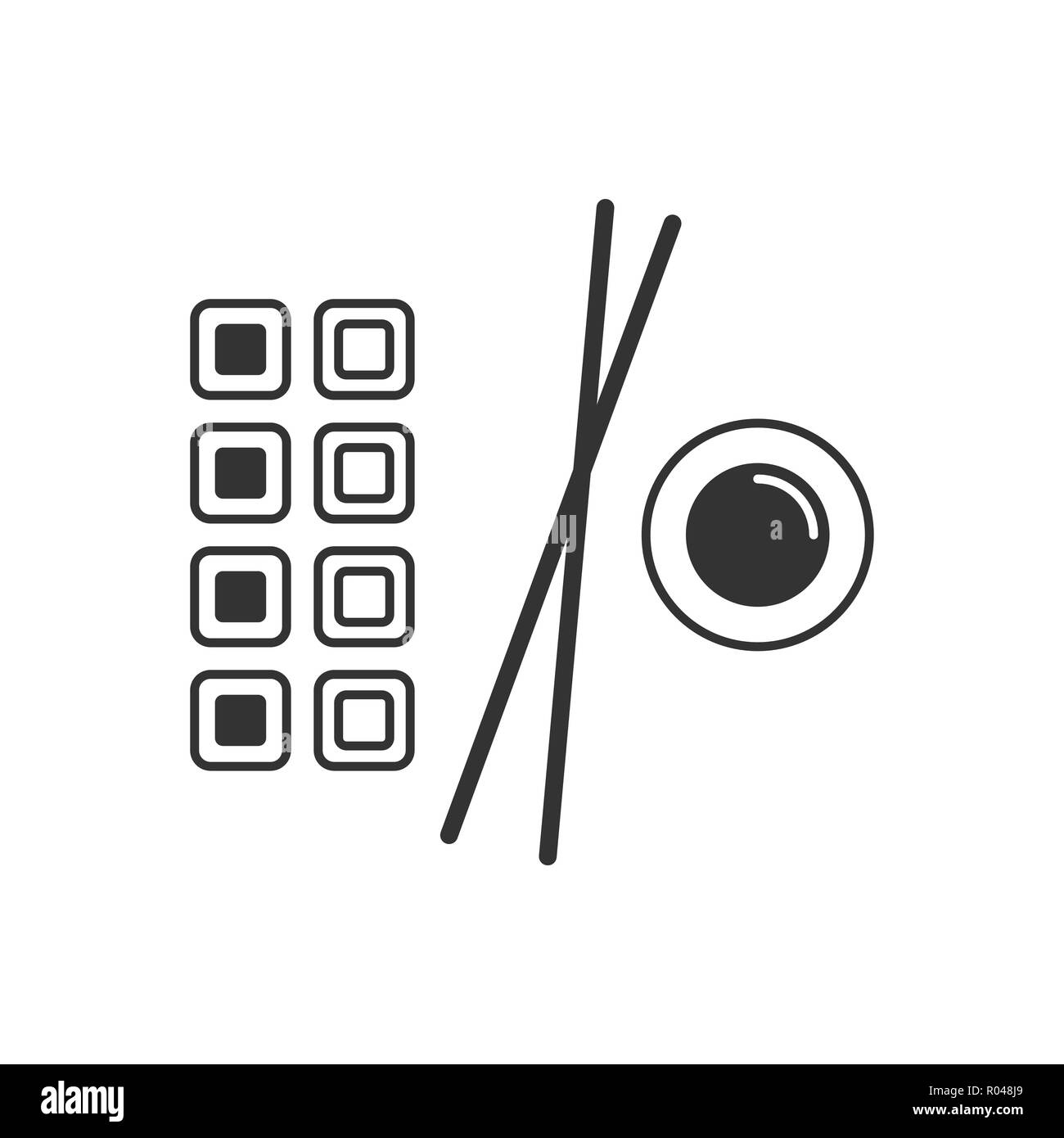 Rouleaux de sushi, icône ligne isolé sur fond blanc. La nourriture japonaise signe, logo, pictogrammes pour app mobile et web design. Style linéaire simple vecteur. Illustration de Vecteur